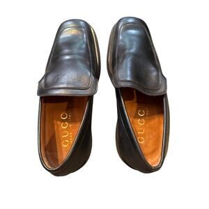 Mens Black Leather Gucci Loafers Size IT 41 Unisex Women